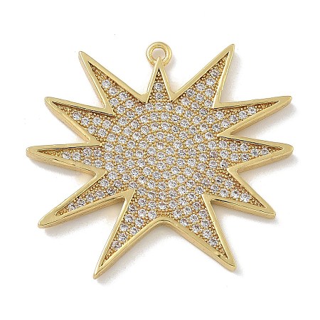 Rack Plating Brass Micro Pave Clear Cubic Zirconia Pendants KK-G515-32G-1