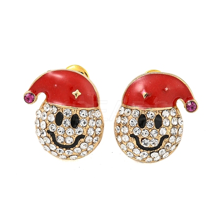 Christmas Alloy Crystal Rhinestone Stud Earrings for Women EJEW-M256-01B-G-1