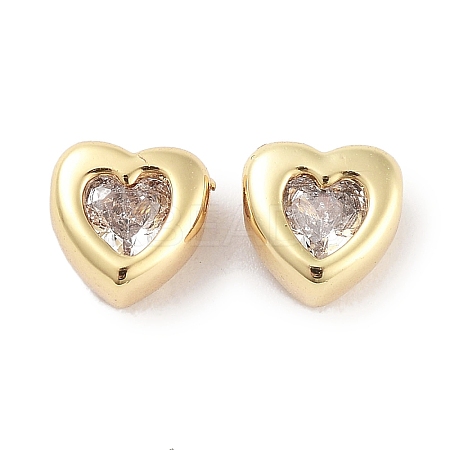 Brass Micro Pave Cubic Zirconia Beads KK-C051-26G-03-1