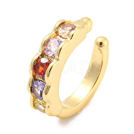 Real 14K Gold Plated Brass with Cubic Zirconia Cuff Earrings LS-EJEW-M232-01F-G-1