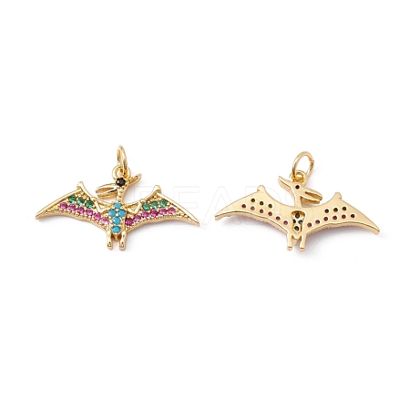 Rack Plating Brass Micro Pave Colorful Cubic Zirconia Pendants ZIRC-C040-48F-G-1