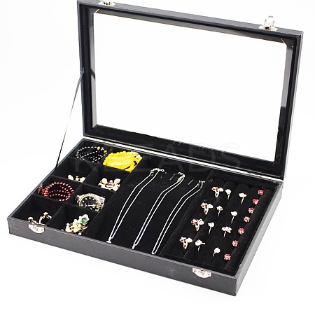 Rectangle PU Leather Covered with Plastic Jewelry Presentation Boxes CON-WH0089-21A-1