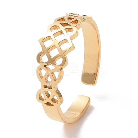 304 Stainless Steel Sailor's Knot Open Cuff Ring LS-RJEW-P037-04G-1