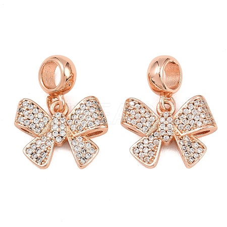 Brass Micro Pave Cubic Zirconia European Dangle Charms ZIRC-E163-15RG-1