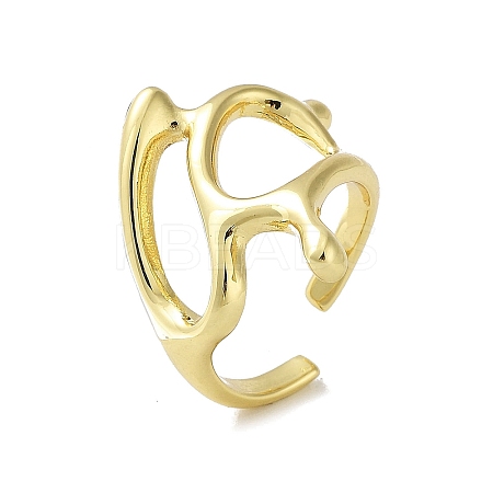 Rack Plating Brass Cuff Rings RJEW-D025-07G-1