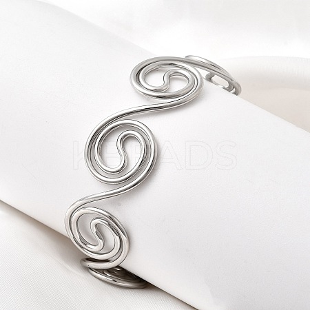 304 Stainless Steel Cuff Bangles for Women BJEW-Z150-01P-01-1