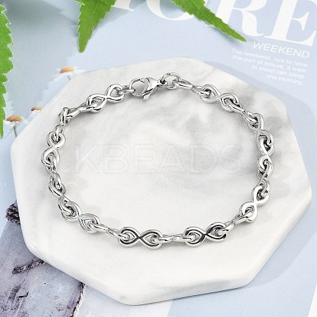 304 Stainless Steel Infinity Link Chain Bracelets for Women Men BJEW-F488-53A-P-1
