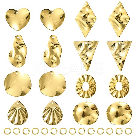 16Pcs 8 Style 201 Stainless Steel Pendants DIY-FS0005-37G-1