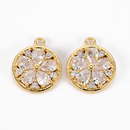 Brass Micro Pave Clear Cubic Zirconia Charms ZIRC-S068-044-NF-1
