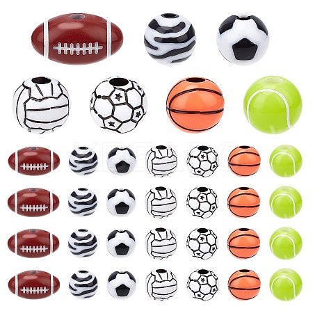 140Pcs 7 Styles Opaque Acrylic Beads SACR-PH0006-09-1