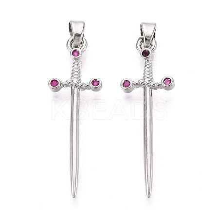 Brass Micro Pave Cubic Zirconia Pendants KK-N264-03P-1