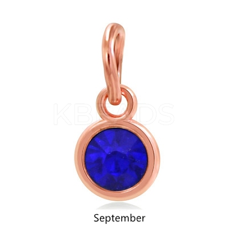 Rose Gold Plated Alloy Glass Rhinestone Charms PALLOY-TAC0016-A09-RG-1