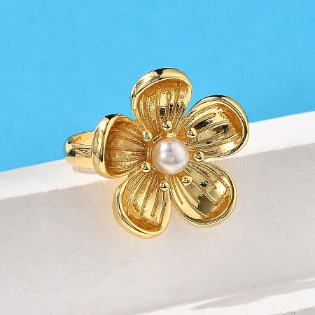 Flower Brass Finger Rings for Women LS-RJEW-S622-05G-1
