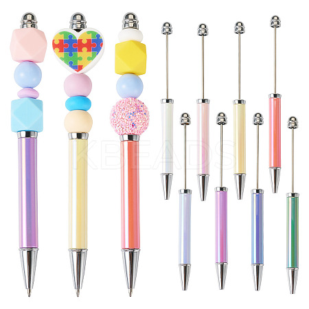 8Pcs 8 Colors UV Plated Plastic Ball-Point Pen AJEW-TA0001-84-1