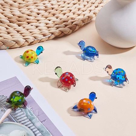 6Pcs Handmade Mini Turtle Figurines Sea Turtle Small Figurines Hand Blown Art Glass Turtle Figurines Marine Glass Animal Statue Cute Miniature Garden Decoration Turtle Gift JX531A-1