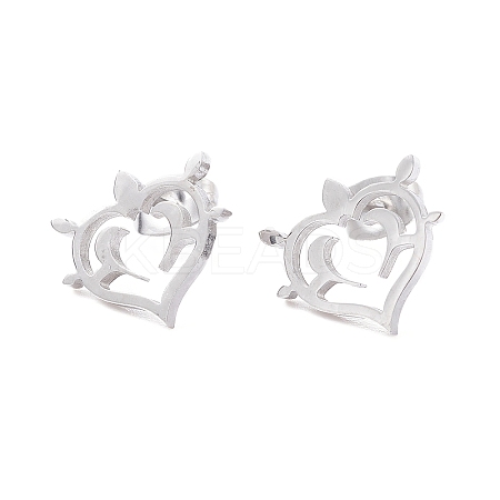 Non-Tarnish Heart 304 Stainless Steel Stud Earrings for Women LS-EJEW-Z017-05P-1