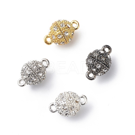 Alloy Rhinestone Magnetic Clasps with Loops RB-H116-2-M-1