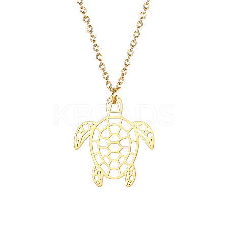 304 Stainless Steel Geometric Artistic Hollow Animal Pendant Necklaces JK0174-4-1