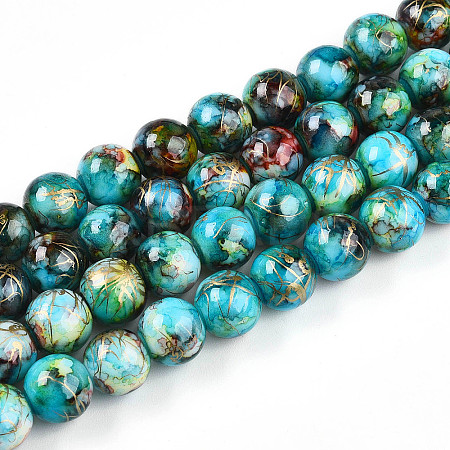 Baking Paint Glass Beads Strands DGLA-N003-10mm-B08-1