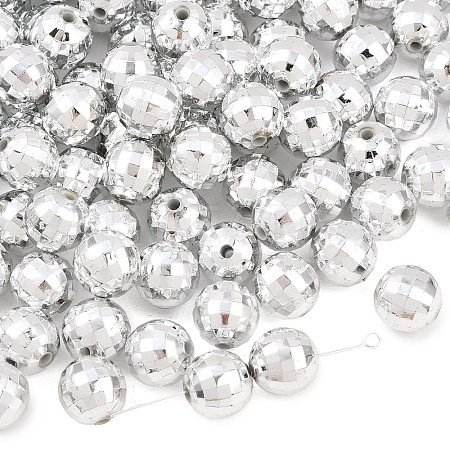 Faceted Round Plated Acrylic Beads PACR-L001-12mm-S-1