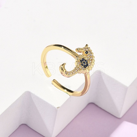 304 Stainless Steel Cubic Zirconia Cuff Open Rings for Women LS-RJEW-Z122-02G-01-1