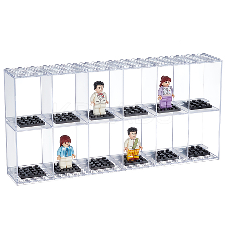 2-Tier 12-Slot Transparent Acrylic Mini Building Block Presentation Boxes without Lids ODIS-WH0030-145-1