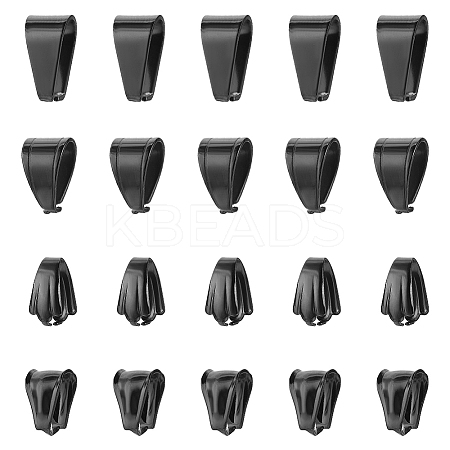40Pcs 4 Style 304 Stainless Steel Snap on Bails STAS-SC0005-63-1