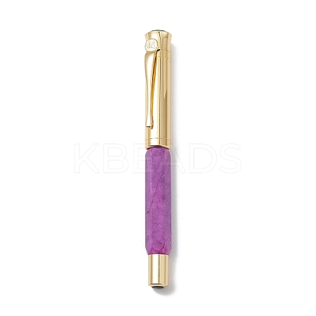 Dyed Natural Quartz Brass Pens AJEW-M209-05G-1