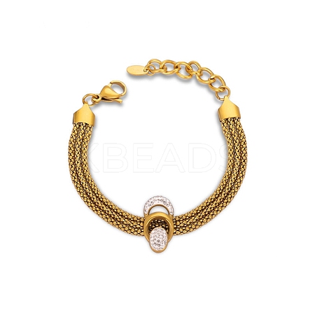 304 Stainless Steel Popcorn Chains Triple Layer Multi-strand Bracelet BJEW-Q775-09G-1
