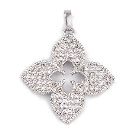 Rack Plating Brass & Clear Cubic Zirconia Pendants KK-S374-01P-1
