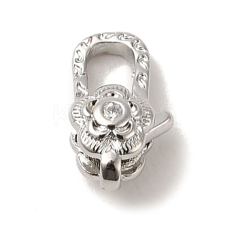 Brass Micro Pave Clear Cubic Zirconia Lobster Claw Clasps LS-KK-K371-11A-P-1