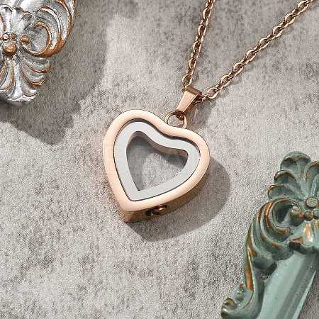 304 Stainless Steel Heart Urn Ashes Necklaces STAS-Z106-09RG-02-1