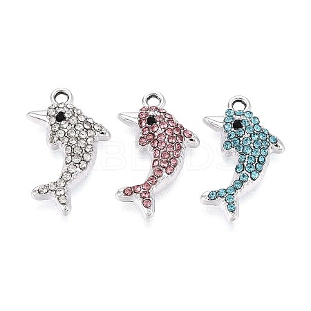 Rack Plating Alloy Rhinestone Pendants PALLOY-T091-23M-P-1