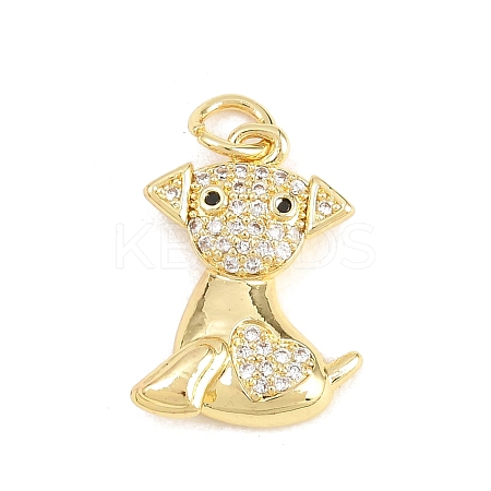 Brass Micro Pave Clear Cubic Zirconia Pendants KK-F938-25G-G-1