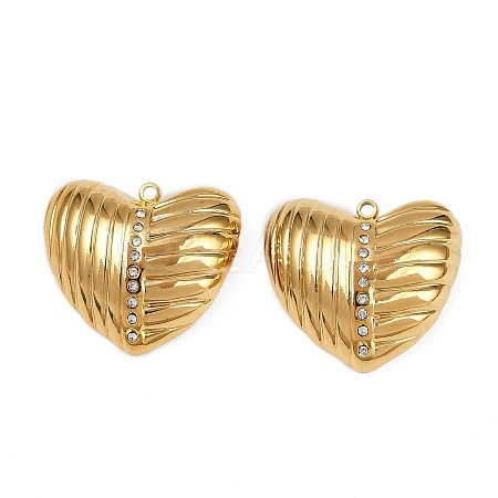 304 Stainless Steel Rhinestone Pendants STAS-L290-39G-1