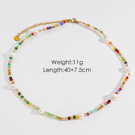 Handmade Natual Pearl & Natural Quartz & Shell Beaded Necklaces XL1709-10-1