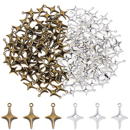 160Pcs 2 Colors Tibetan Style Alloy Pendants TIBE-DC0001-21-1
