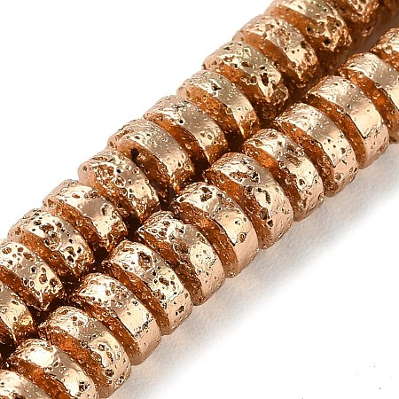 Electroplated Natural Lava Rock Beads Strands G-I360-A02-02-1
