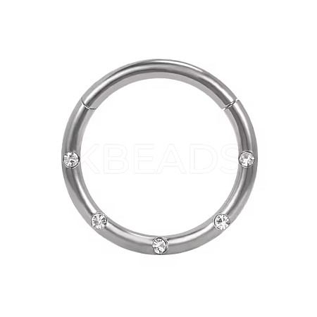 F136 Titanium Micro Pave Clear Cubic Zirconia Hoop Nose Rings AJEW-D306-05P-1