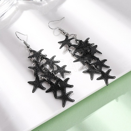 430 Stainless Steel Starfish Dangle Earrings EJEW-A137-11EB-1