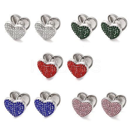 304 Stainless Steel Rhinestone Hoop Earrings for Women EJEW-Z076-04P-1