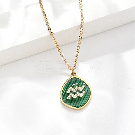 304 Stainless Steel Micro Pave Cubic Zirconia constellation Pendant Necklaces NJEW-R021-01G-11-1