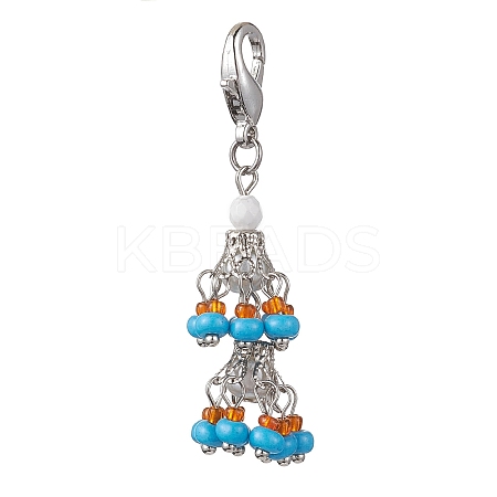 Glass Seed Bead Pendant Decorations HJEW-MZ00057-01-1