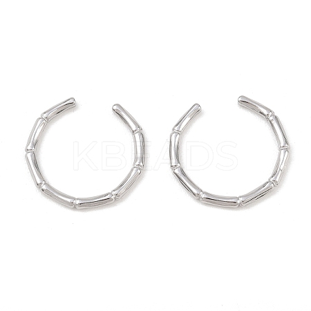 Non-Tarnish 304 Stainless Steel Bamboo Open Cuff Ring for Women RJEW-I085-10P-1