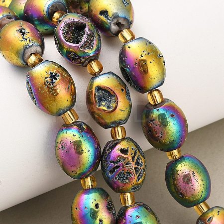 Electroplated Natural Druzy Geode Crystal Beads Strands G-F833-O01-01E-1