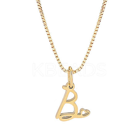 1pc Brass Chain & 304 Stainless Steel Letter Pendant Necklaces NJEW-LP0001-40B-G-1