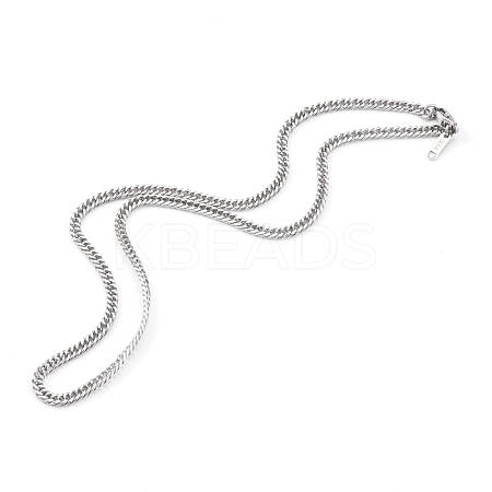 Non-Tarnish 304 Stainless Steel Diamond Cut Cuban Link Chain Necklaces NJEW-JN03368-01-1