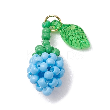Glass Seed Beaded Rose Pendants PALLOY-MZ00627-02-1
