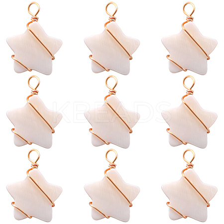 30Pcs Natural Freshwater Shell Pendants FIND-BBC0002-65-1