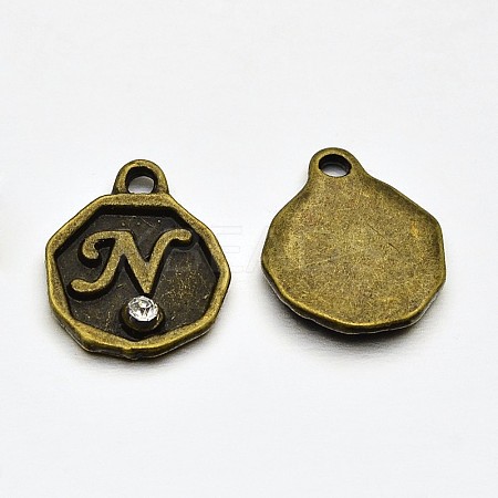 Antique Bronze Plated Alloy Rhinestone Charms LS-ALRI-J152-N-NF-1